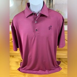 Footjoy FJ Mens Large Plum Stripe Polo Golf Shirt Short Sleeve EUC